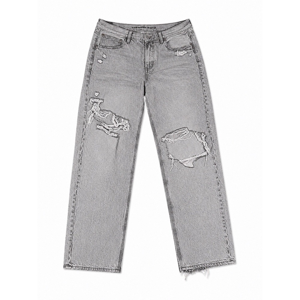 American Eagle Women's Size 12 Ripped Distressed Gray Wash 90s Straight